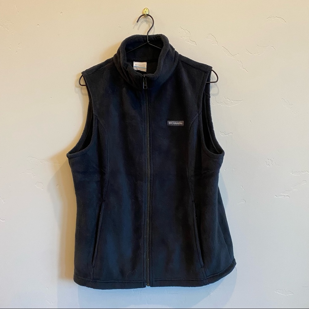 COLUMBIA Black Mount Cannon Full Zip Fleece Vest